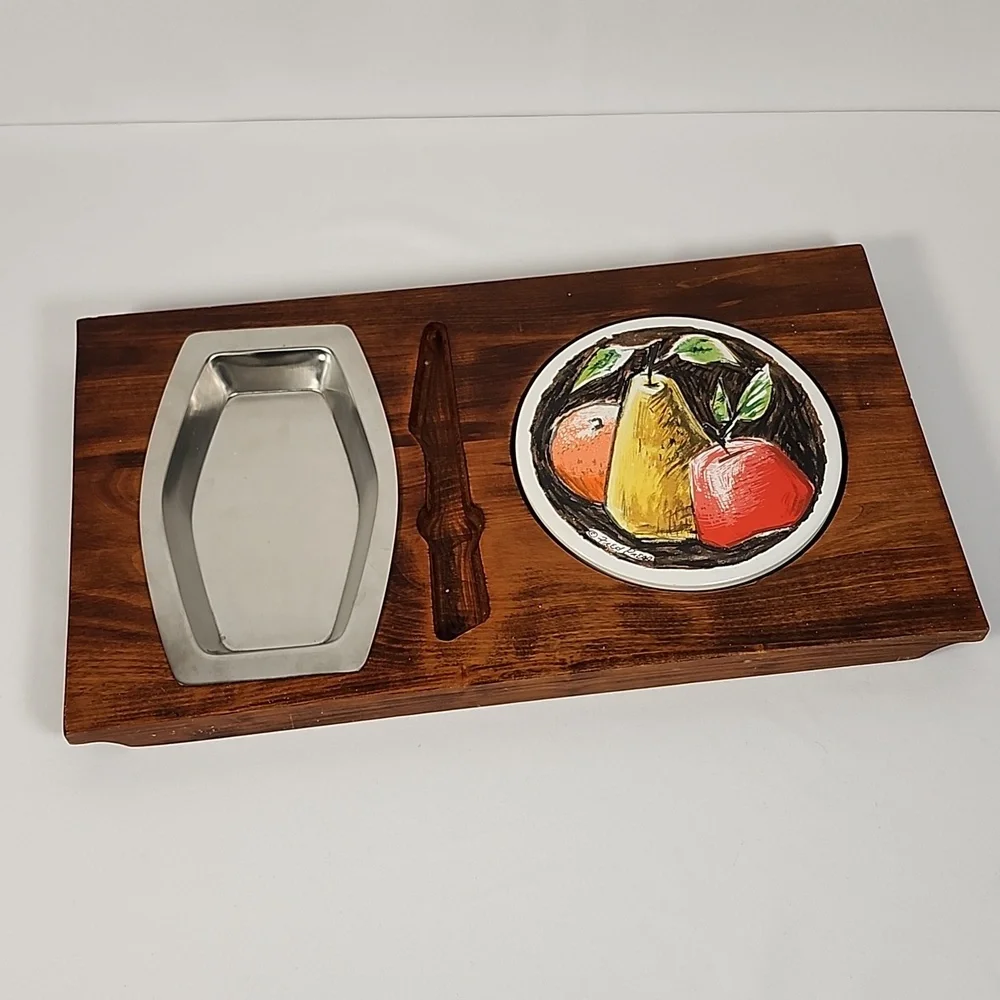 Vintage Mid Century Modern MCM/Retro Wood Cheese Charcuterie Board - Picture 2 of 16